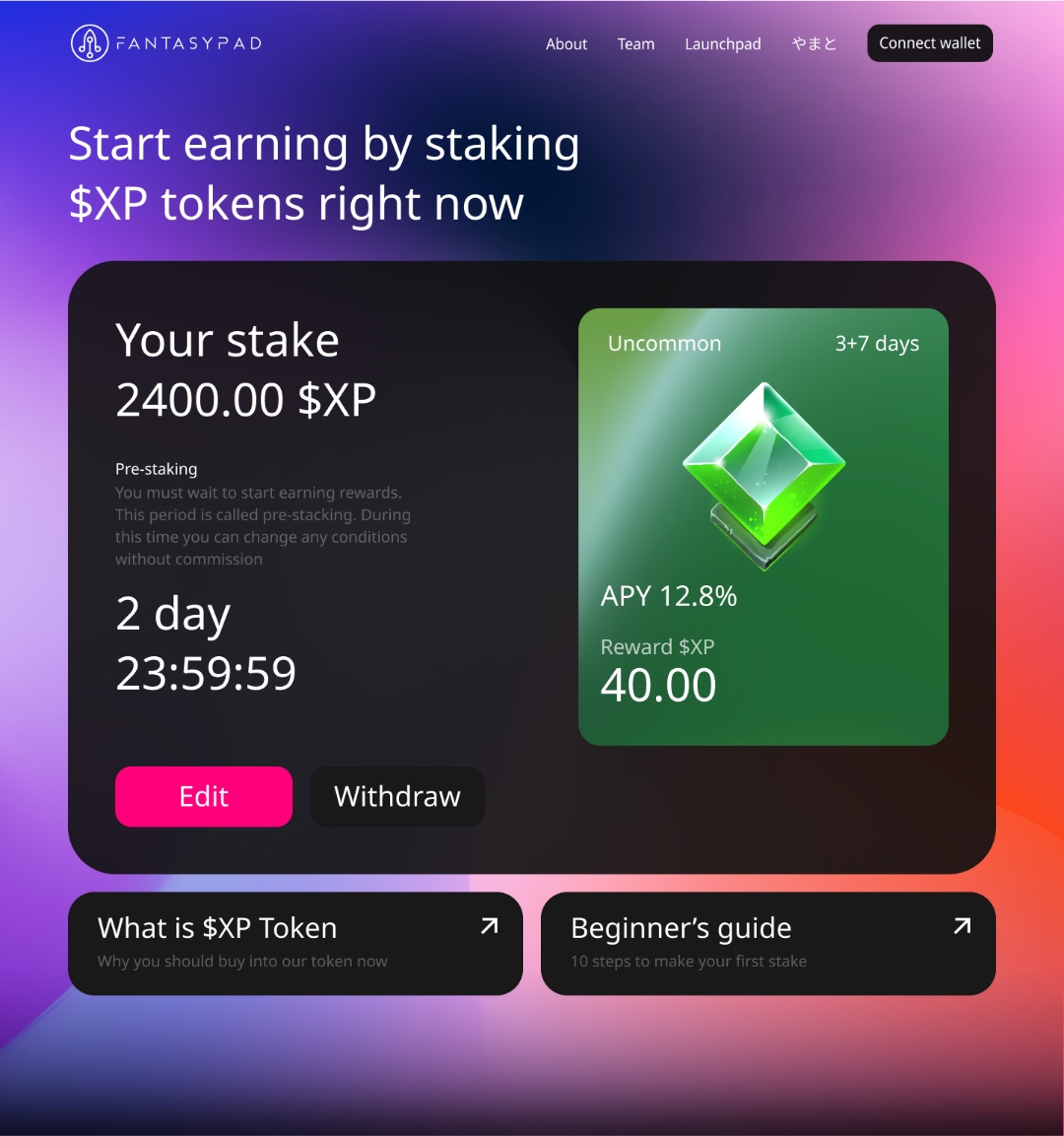 FantasyPad withdraw screen